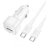 Incarcator Auto Cu Cablu USB-C Borofone BZ34B Cloud, 20W, 3A, 1 x USB-A - 1 x USB-C, Alb