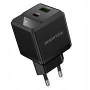 Incarcator Retea Borofone BN19 Intenso, 20W, 3A, 1 x USB-A - 1 x USB-C, Negru