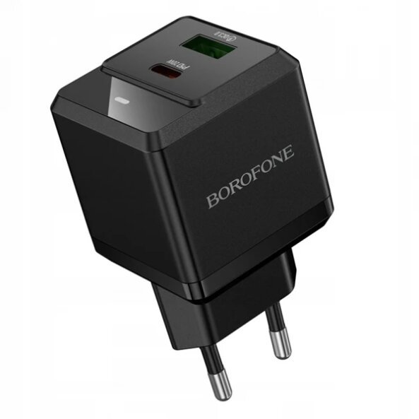 Incarcator Retea Borofone BN19 Intenso, 20W, 3A, 1 x USB-A - 1 x USB-C, Negru