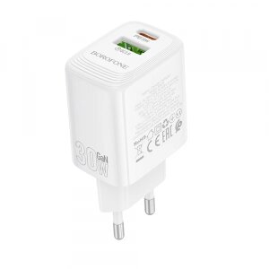 Incarcator Retea Borofone BN29 Fuente, 30W, 3A, 1 x USB-A - 1 x USB-C, Alb