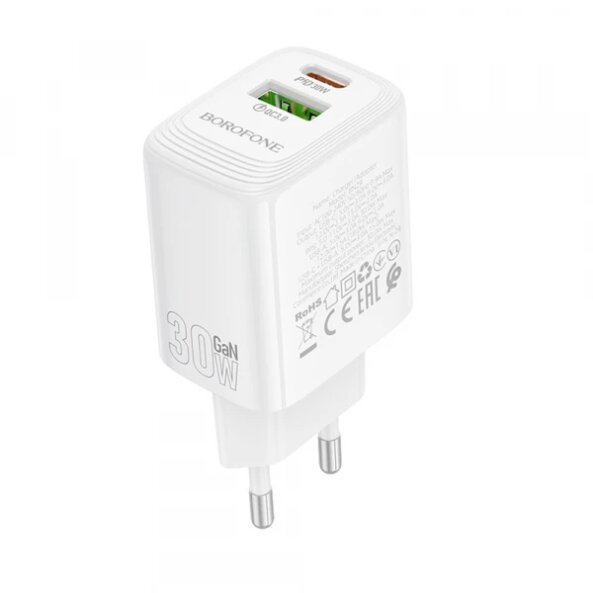 Incarcator Retea Borofone BN29 Fuente, 30W, 3A, 1 x USB-A - 1 x USB-C, Alb