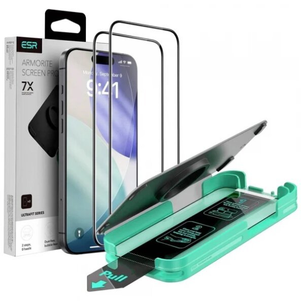 Folie de protectie Ecran ESR Armorite UltraFit pentru Apple iPhone 17 Air, Sticla Securizata, Full Glue, Set 2 bucati, Neagra