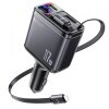 Incarcator Auto Cu Cablu USB-C / Lightning Yesido Y63 Display, 117W, 3A, 1 x USB-A - 1 x USB-C, Gri