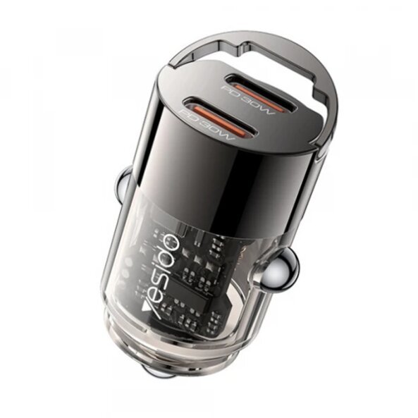 Incarcator Auto Yesido Y69, 30W, 3A, 2 x USB-C, Negru