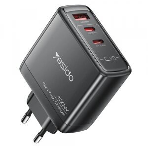 Incarcator Retea Yesido YC142, 100W, 5A, 1 x USB-A - 2 x USB-C, Negru