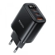 Incarcator Retea Yesido YC69 Display, 30W, 3A, 1 x USB-A - 2 x USB-C, Negru