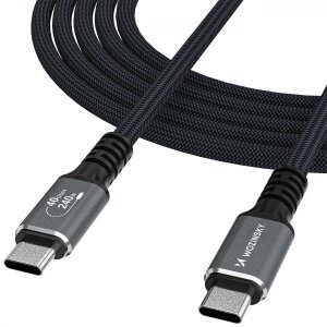 Cablu Date si Incarcare USB-C - USB-C WZK WPS-UY42S, 240W, 2m, Negru 