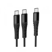 Cablu Date si Incarcare USB-C - 2 x USB-C HOCO X123, 60W, 1m, Negru 
