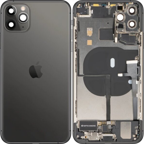 Capac Baterie Apple iPhone 11 Pro Max, Cu Carcasa Mijloc, Full Parts, Negru (Space Gray), Swap