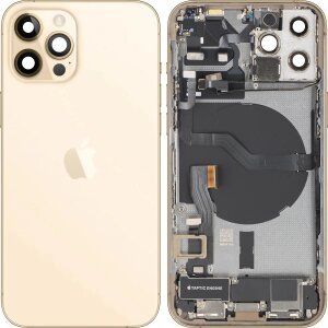 Capac Baterie Apple iPhone 12 Pro, Cu Carcasa Mijloc, Full Parts, Auriu, Swap