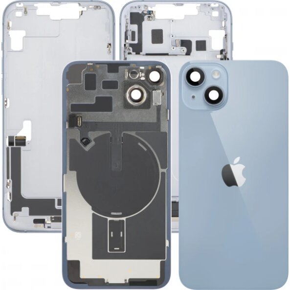 Capac Baterie Apple iPhone 14 Plus, Cu Carcasa Mijloc, Full Parts, Albastru, Swap