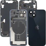 Capac Baterie Apple iPhone 14 Plus, Cu Carcasa Mijloc, Full Parts, Negru (Midnight), Swap