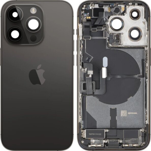 Capac Baterie Apple iPhone 14 Pro, Cu Carcasa Mijloc, Full Parts, Negru (Space Black), Swap