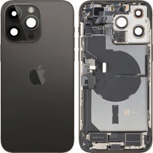 Capac Baterie Apple iPhone 14 Pro Max, Cu Carcasa Mijloc, Full Parts, Negru (Space Black), Swap