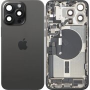 Capac Baterie Apple iPhone 15 Pro Max, Cu Carcasa Mijloc, Full Parts, Negru (Black Titanium), Swap