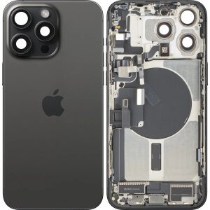 Capac Baterie Apple iPhone 15 Pro Max, Cu Carcasa Mijloc, Full Parts, Negru (Black Titanium), Swap