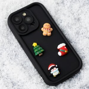 Husa pentru Apple iPhone 15 Pro, OEM, Ultra Trendy 3D Christmas, Neagra 