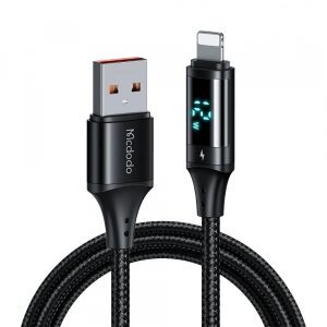 Cablu Date si Incarcare USB-A - Lightning McDodo CA-1060 Display, 18W, 1.2m, Negru