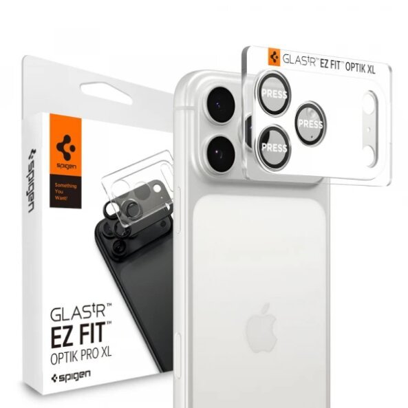 Folie de protectie Camera Spate Spigen GlastR EZ FIT Optik Pro XL pentru Apple iPhone 17 Pro, Sticla Securizata, Argintie
