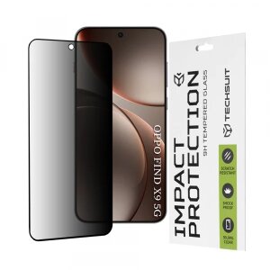 Folie de protectie Ecran Privacy Techsuit pentru Oppo Find X9, Sticla Securizata, Full Glue, 111D
