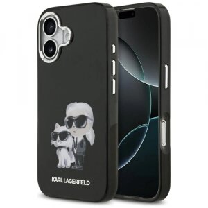 Husa MagSafe pentru Apple iPhone 17, Karl Lagerfeld, IML Aquarelle Logo Karl &amp; Choupette, Neagra