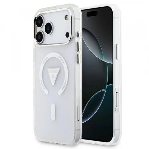 Husa MagSafe pentru Apple iPhone 17 Pro Max, Guess, IML Gradient Triangle Logo, Transparenta