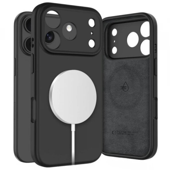Husa MagSafe pentru Apple iPhone 17 Pro, Tech-Protect, Silicone, Neagra 