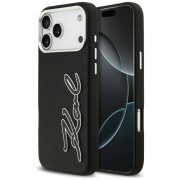 Husa pentru Apple iPhone 17 Pro Max, Karl Lagerfeld, FW Grained Signature Logo, Neagra