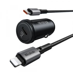 Incarcator Auto Cu Cablu Lightning McDodo CC-7492 Obsidian, 30W, 3A, 1 x USB-C, Negru