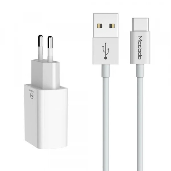 Incarcator Retea Cu Cablu USB-C McDodo CH-6721 Offer, 12W, 2.4A, 2 x USB-A, Alb