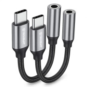 Adaptor Audio USB-C - 3.5mm Techsuit AC12 FuseXound, Gri, Set 2 bucati