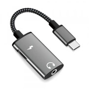 Adaptor Audio USB-C - USB-C / 3.5mm Techsuit AC22 AcustiCore, Gri