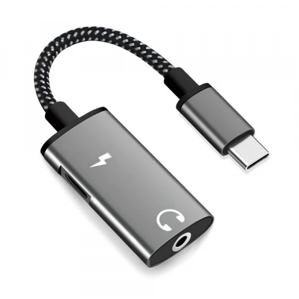 Adaptor Audio USB-C - USB-C / 3.5mm Techsuit AC22 AcustiCore, Gri