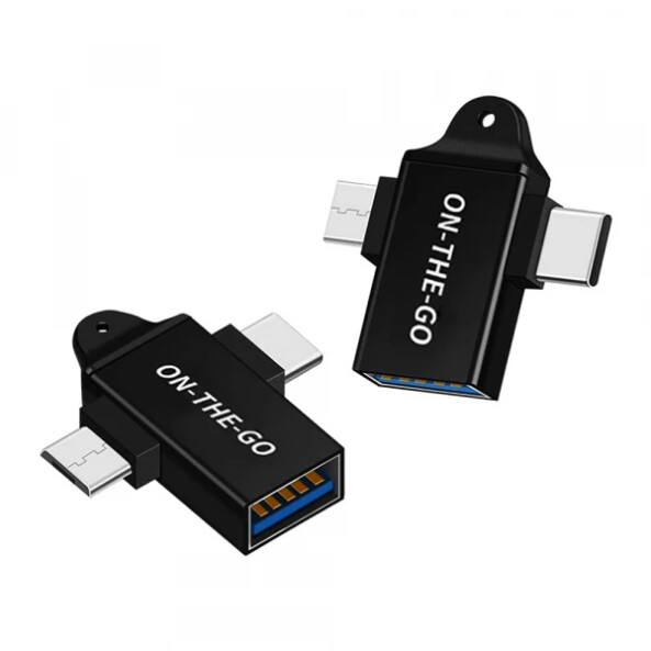 Adaptor OTG USB-C / microUSB - USB-A Techsuit A15 AluCoreX, Negru