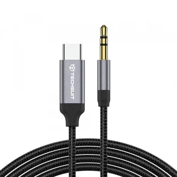 Cablu Audio USB-C - 3.5mm Techsuit AC11 FuseXound, 0.5m, Gri