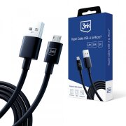 Cablu Date si Incarcare USB-A - microUSB 3MK Hyper, 18W, 1.2m, Negru