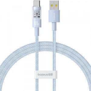 Cablu Date si Incarcare USB-A - USB-C Baseus Gem, 100W, 2m, Bleu P10373002311-01