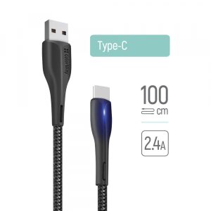Cablu Date si Incarcare USB-A - USB-C ColorWay CW-CBUC034, 18W, 1m, Negru