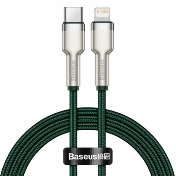 Cablu Date si Incarcare USB-C - Lightning Baseus Cafule Metal, 20W, 1m, Verde CATLJK-A06