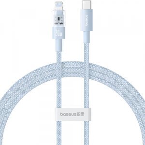 Cablu Date si Incarcare USB-C - Lightning Baseus Gem, 20W, 1m, Bleu P10373001311-00