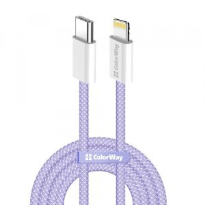 Cablu Date si Incarcare USB-C - Lightning ColorWay CW-CBPDCL061, 27W, 1m, Mov