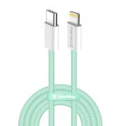 Cablu Date si Incarcare USB-C - Lightning ColorWay CW-CBPDCL061, 27W, 1m, Verde