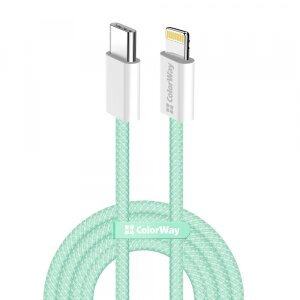 Cablu Date si Incarcare USB-C - Lightning ColorWay CW-CBPDCL061, 27W, 1m, Verde