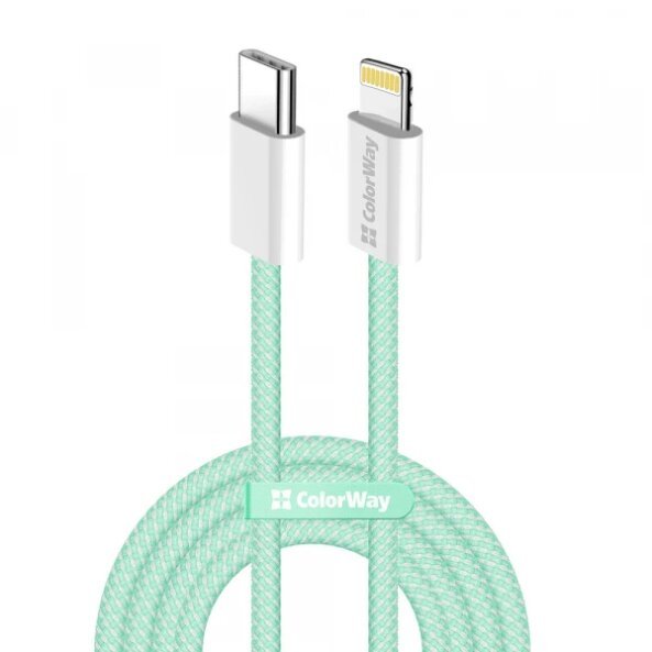 Cablu Date si Incarcare USB-C - Lightning ColorWay CW-CBPDCL061, 27W, 1m, Verde