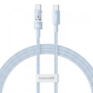 Cablu Date si Incarcare USB-C - USB-C Baseus Gem, 100W, 1m, Bleu P10373000311-00