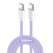 Cablu Date si Incarcare USB-C - USB-C ColorWay CW-CBPDCC061, 60W, 1m, Mov