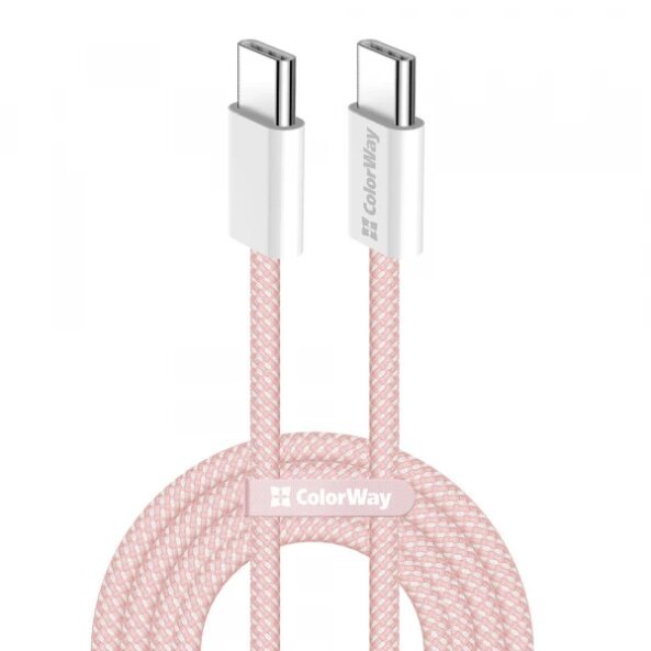 Cablu Date si Incarcare USB-C - USB-C ColorWay CW-CBPDCC061, 60W, 1m, Roz
