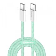 Cablu Date si Incarcare USB-C - USB-C ColorWay (CW-CBPDCC061, 60W, 1m, Verde