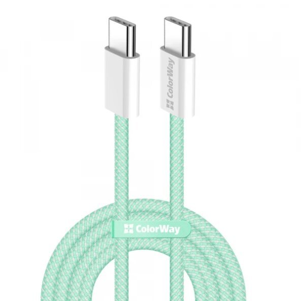 Cablu Date si Incarcare USB-C - USB-C ColorWay (CW-CBPDCC061, 60W, 1m, Verde
