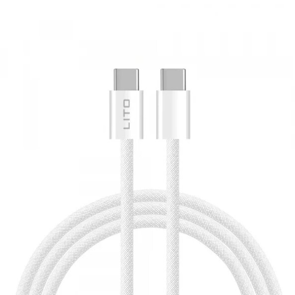 Cablu Date si Incarcare USB-C - USB-C Lito LD04CC, 60W, 1m, Alb